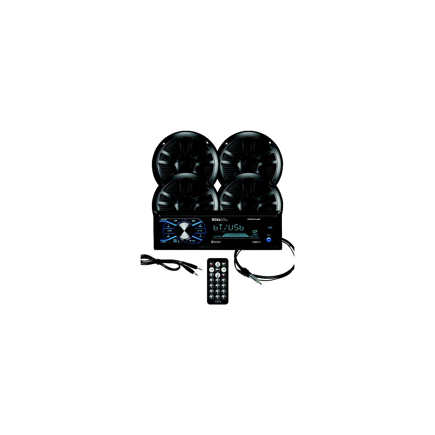 Boss Audio MCBK634B64 Bluetooth Weatherproof Marine Receiver Package w/ 2 pairs of 6.5" Speakers