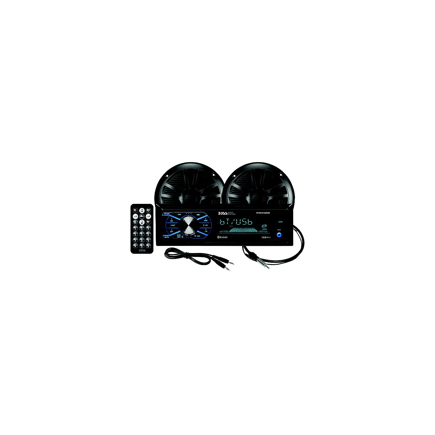 Boss Audio MCBK634B6 Bluetooth Weatherproof Marine Receiver Package w/ 1 pair of 6.5" Speakers
