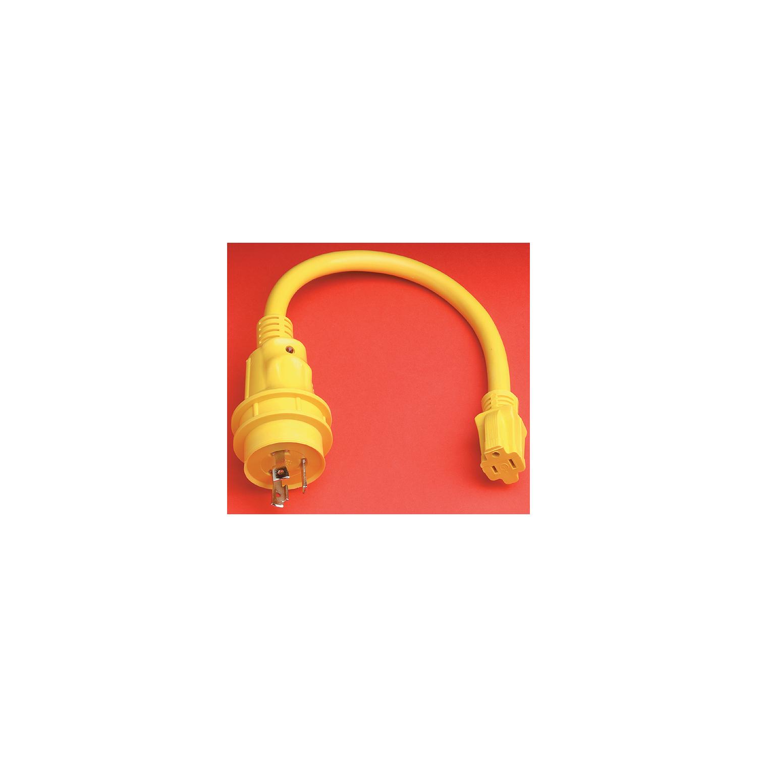 Marinco Standard Pigtail Adapter Dock Side Male 30A 125V Locking to Boat Side Female 15A 125V Straight Blade - Image 2