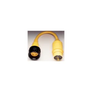 Marinco Standard Pigtail Adapter Dock Side Male 50A 125V Locking to Boat Side Female 30A 125V Locking With Sealing Collar System