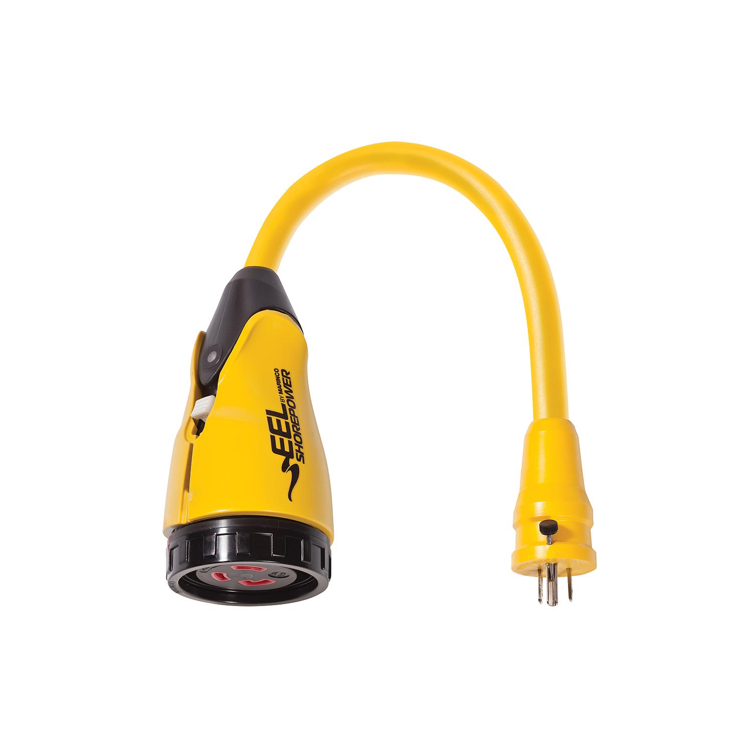 Marinco EEL Pigtail Adapter Dock Side Male 15A 125V Straight Blade With Locking Screw to Boat Side Female 30A 125V Locking With Sealing Collar System - Image 2